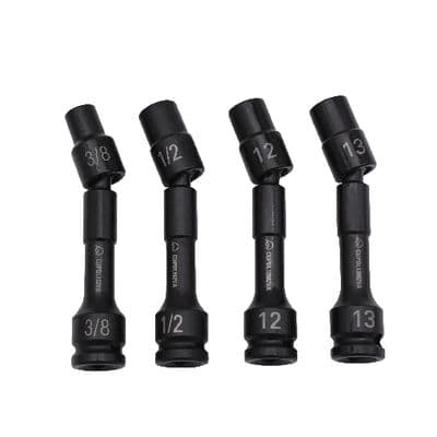 4 PIECE 1/2" DRIVE 12 POINT 5" LONG PINLESS UNIVERSAL ADV IMPACT DRIVE LINE SOCKET SET